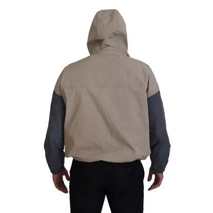 Dsquared² Brown Gray Sleeves Hooded Full Zip Jacket