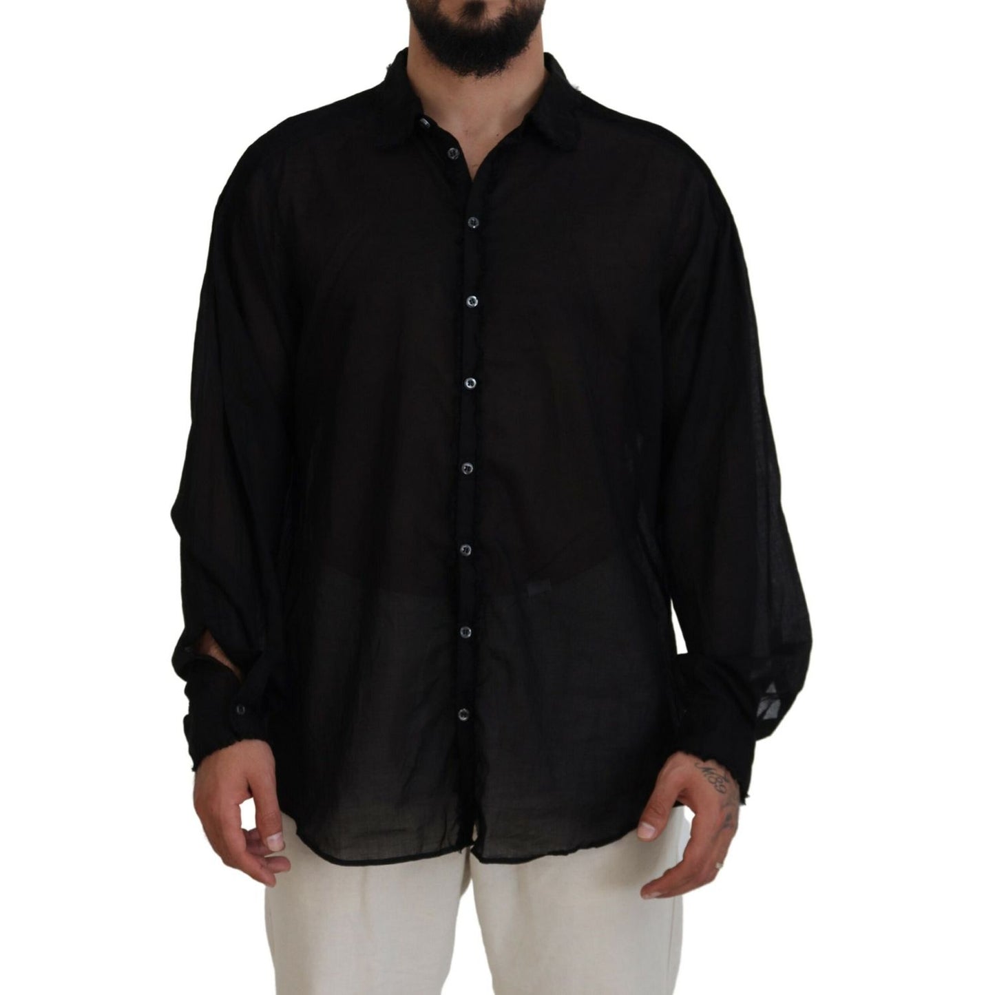 Dsquared² Black Cotton Collared Long Sleeves Formal Shirt