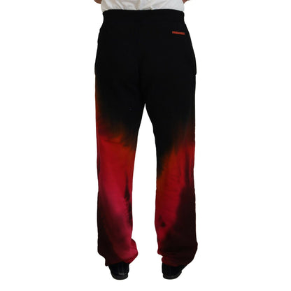 Dsquared² Black Red Cotton Logo Print Casual Pants