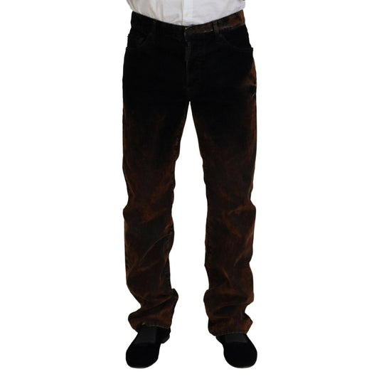 Dsquared² Brown Washed Cotton Straight Fit Casual Denim Jeans