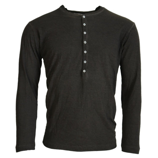 Dsquared² Gray Cotton Linen Long Sleeves Pullover Sweater