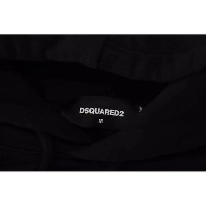 Dsquared² Black Cotton Hooded Printed Men Pullover Sweater1728,67345645728,Black,Clothing,Dsquared²,Hoodies - Sweaters - Clothing,IT48 | M,Material: 100% Cotton,Men,Preowned / Defect,Sweaters - Clothing,Sweaters - Men - Clothing