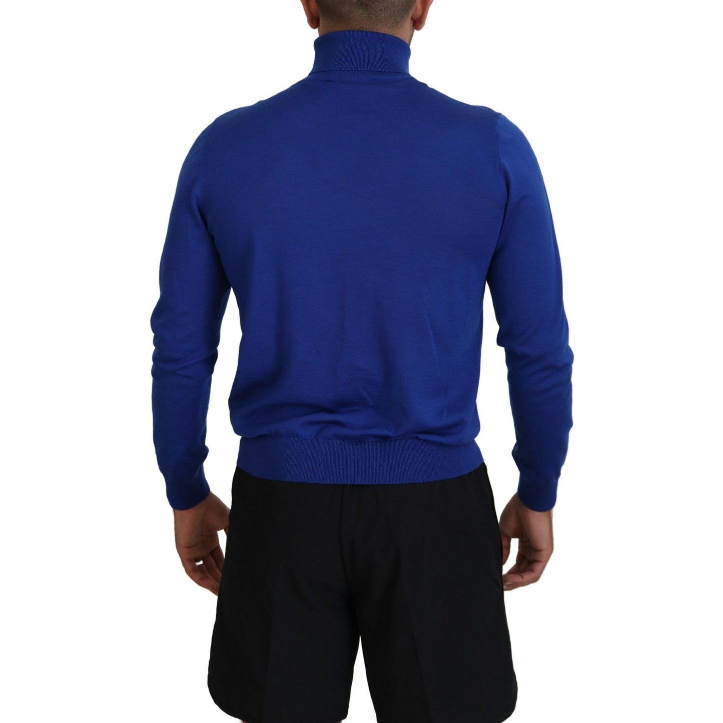Dsquared² Blue Logo Print Long Sleeves Turtle Neck Sweater