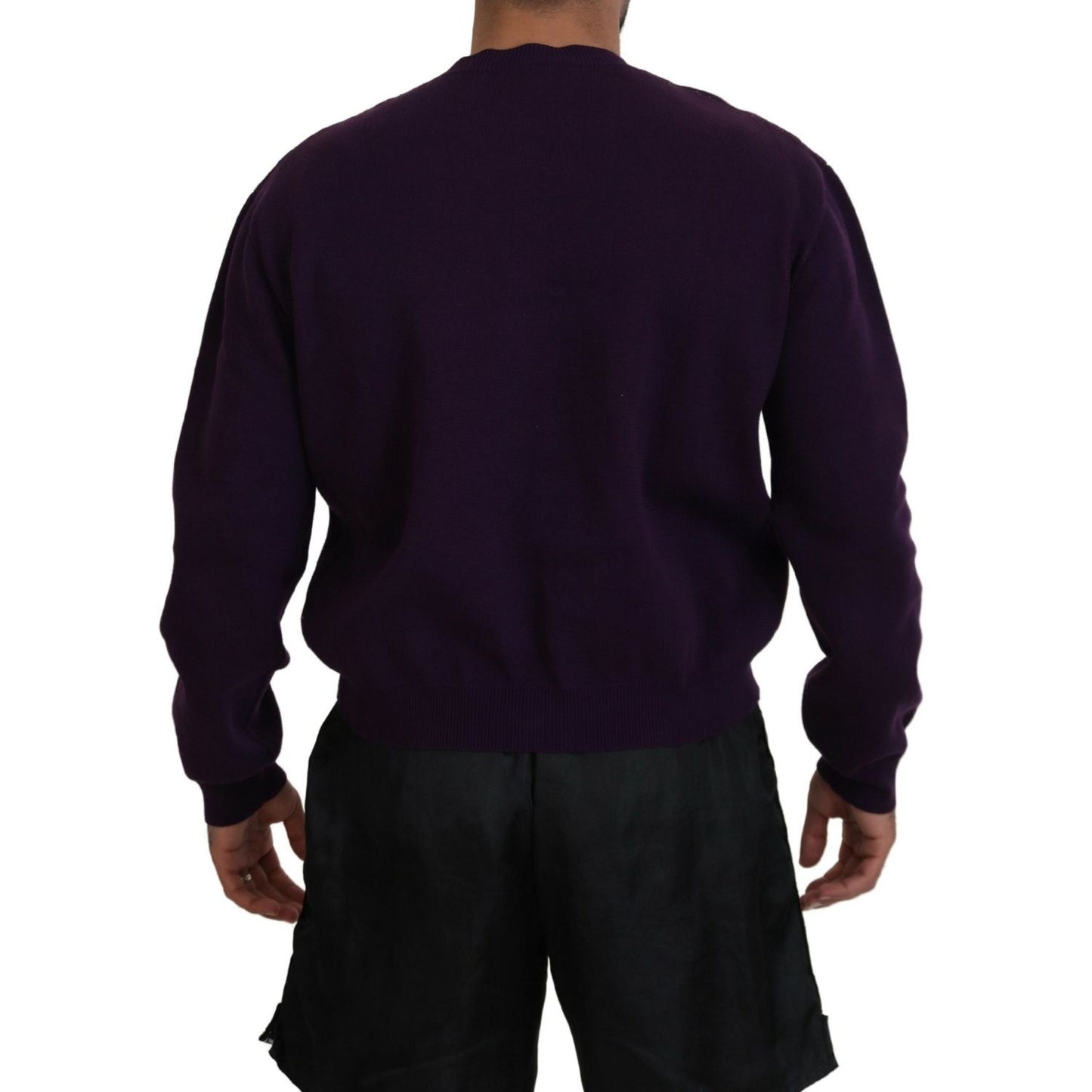 Dsquared² Purple Cotton Printed Men Pullover Sweater