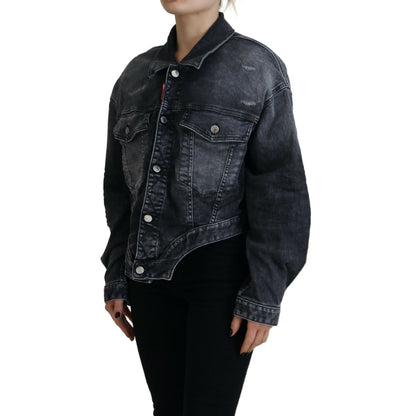Dsquared² Gray Washed Cotton Cropped Denim Jacket 1728,67345645728,Clothing,Denim Jackets - Jackets & Coats - Clothing,Dsquared²,Gray,IT38 | XS,Jackets & Coats - Clothing,Jackets & Coats - Women - Clothing,Material: Cotton 92%,Polyester 6%,Preowned / Defe