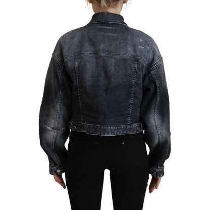 Dsquared² Gray Washed Cotton Cropped Denim Jacket 1728,67345645728,Clothing,Denim Jackets - Jackets & Coats - Clothing,Dsquared²,Gray,IT38 | XS,Jackets & Coats - Clothing,Jackets & Coats - Women - Clothing,Material: Cotton 92%,Polyester 6%,Preowned / Defe