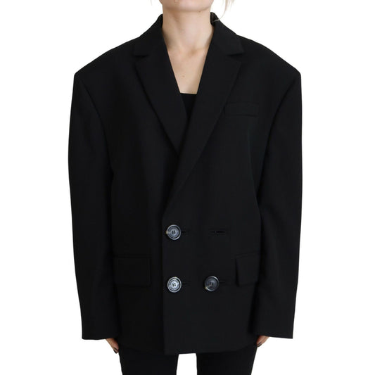 Dsquared² Black Double Breasted Coat Blazer Jacket