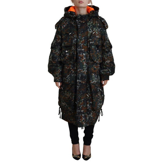 Dsquared² Green Hooded Goth Camouflage Print Parka Coat Jacket 1728,67345645728,Clothing,Dsquared²,Green,IT38 | XS,Jackets & Coats - Clothing,Jackets & Coats - Women - Clothing,Material: 97% Cotton 3% Elastane,Parkas - Jackets & Coats - Clothing,Preowned