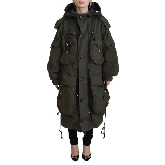 Dsquared² Green Hooded Full Zip Long Parka Coat Jacket 1728,67345645728,Clothing,Dsquared²,Green,IT38 | XS,Jackets & Coats - Clothing,Jackets & Coats - Women - Clothing,Material: Cotton 97%,Parkas - Jackets & Coats - Clothing,Preowned / Defect,Spandex/Ela