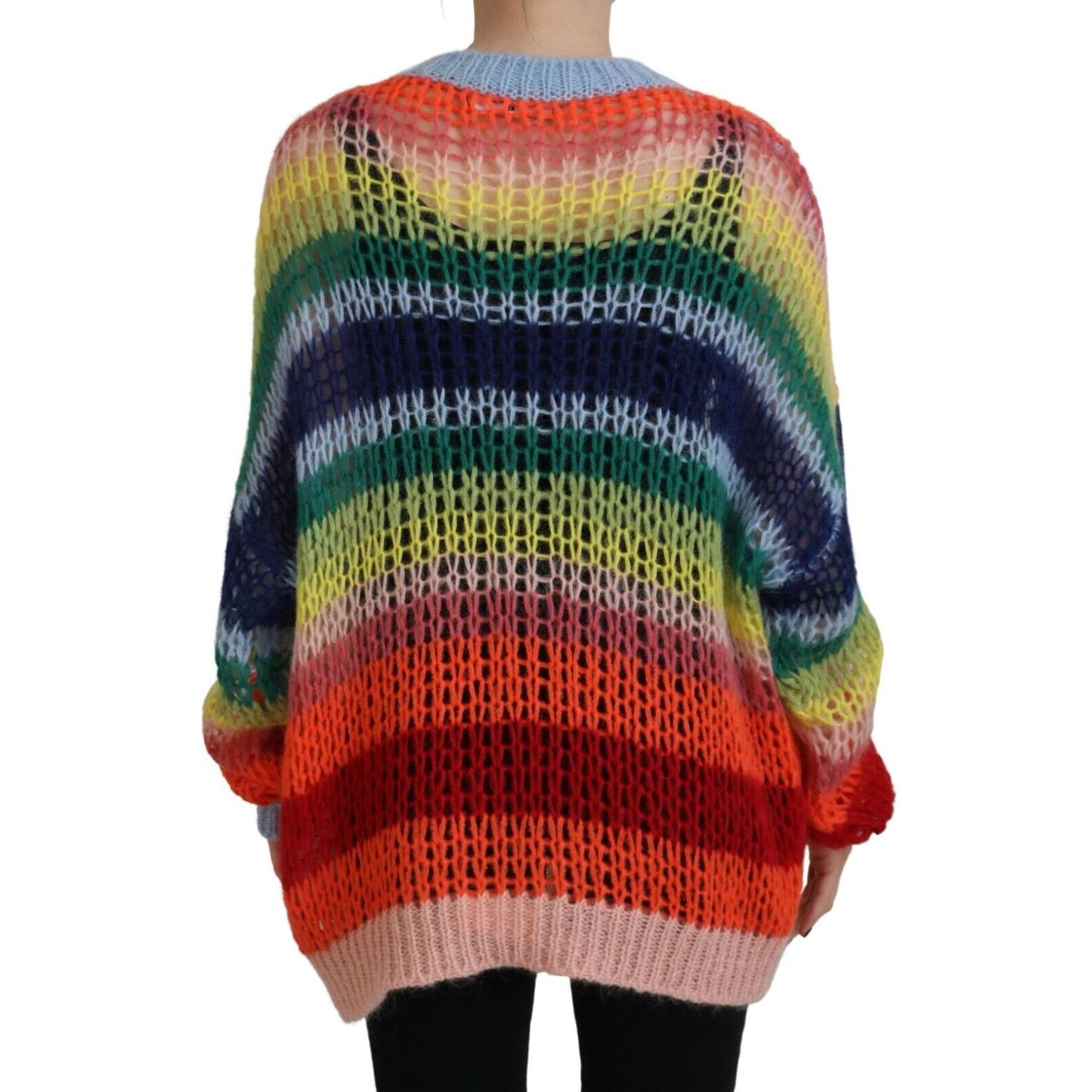 Dsquared² Multicolor Knitted Mohair Crewneck Pullover Sweater