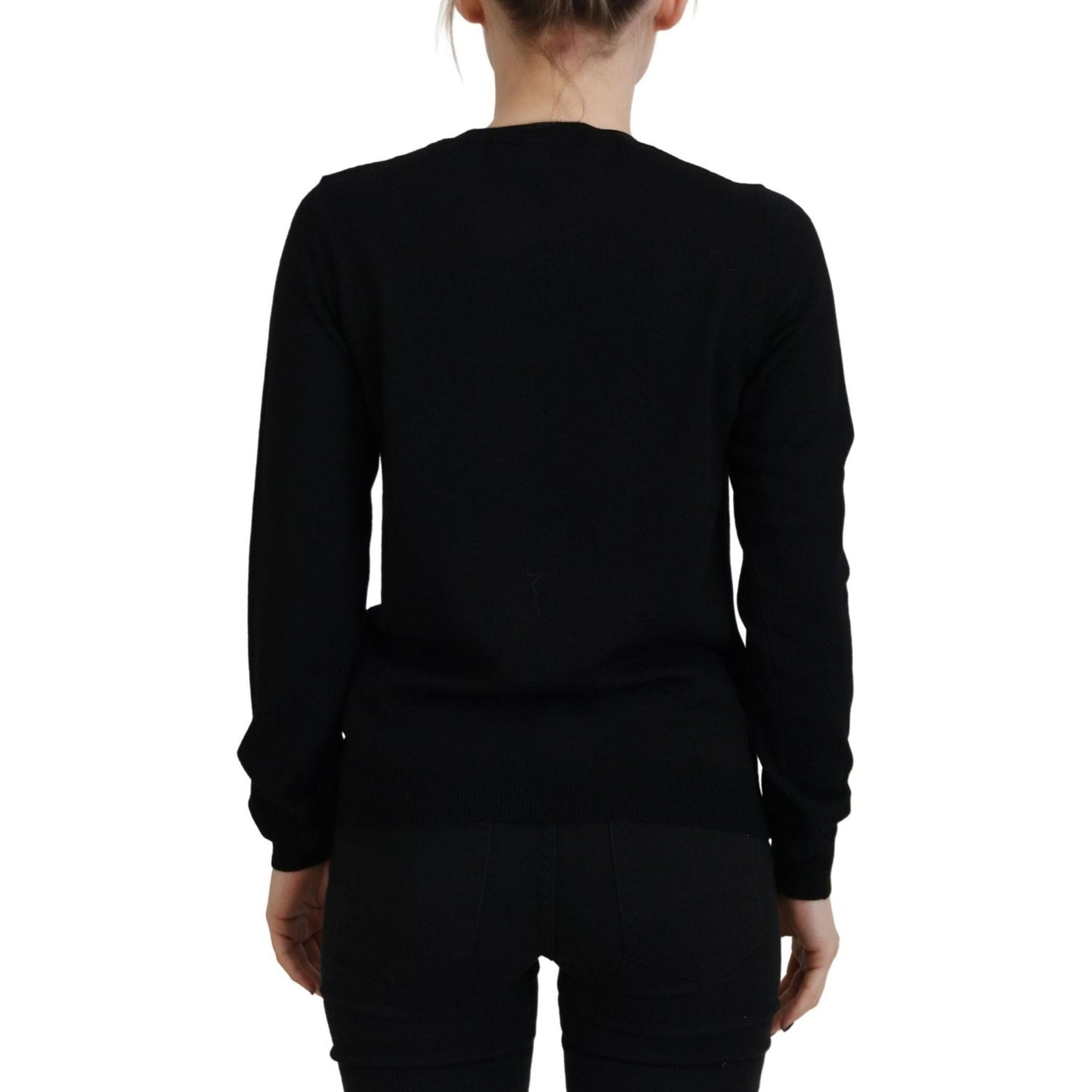 Dsquared² Black Virgin Wool Logo Print Long Sleeves Sweater TSH83389-38