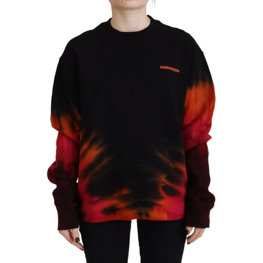 Dsquared² Black Tie Dye Logo Print Women Long Sleeve Sweater TSH83444-38