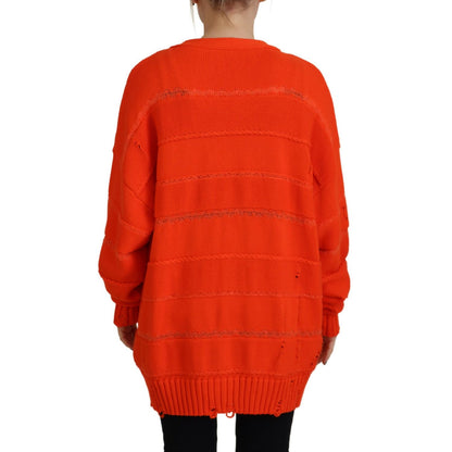 Dsquared² Orange Cotton Knitted Buttoned Cardigan Sweater