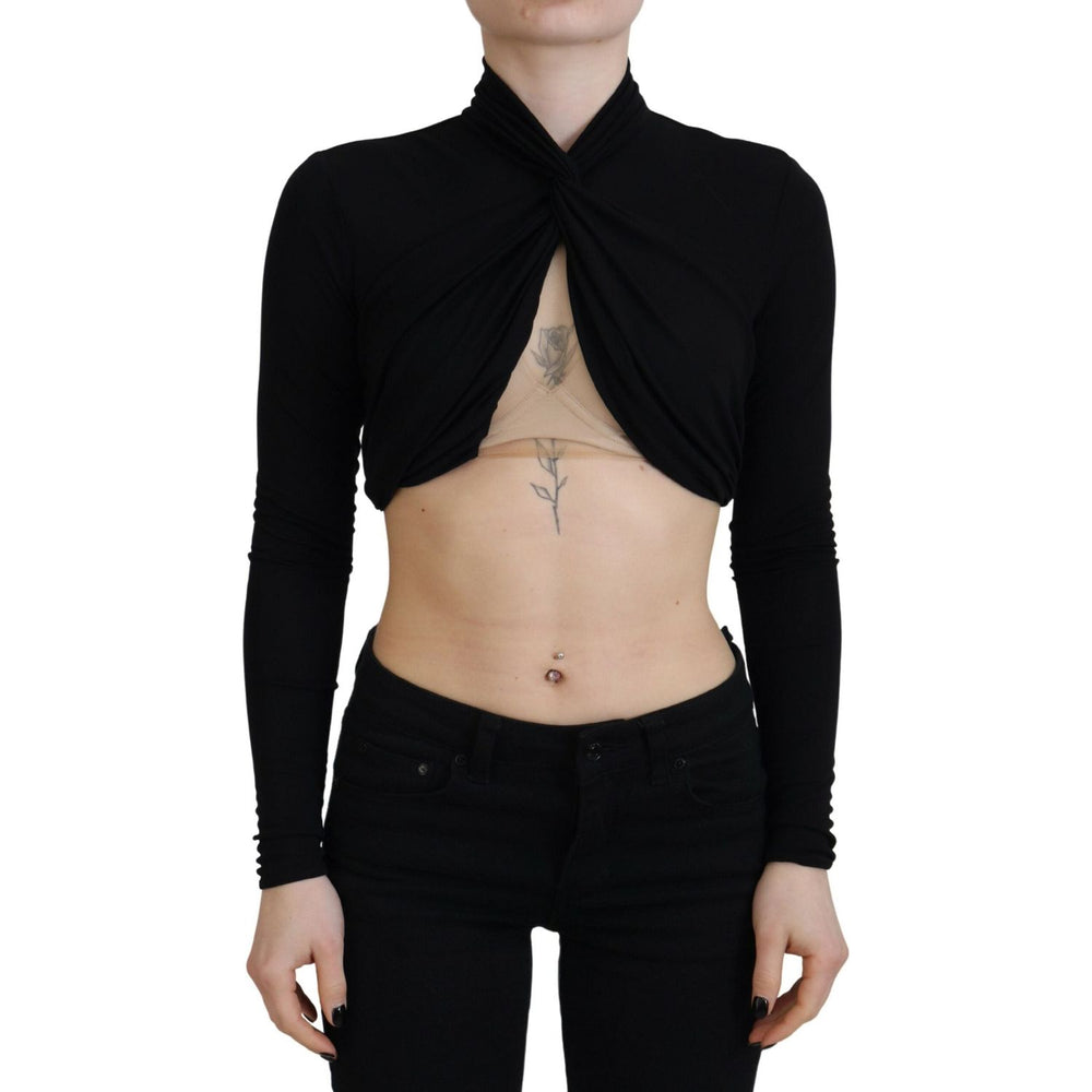 Dsquared² Black Cut Out Viscose Cropped Long Sleeves Top TSH83378-38