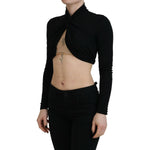 Dsquared² Black Cut Out Viscose Cropped Long Sleeves Top TSH83378-38