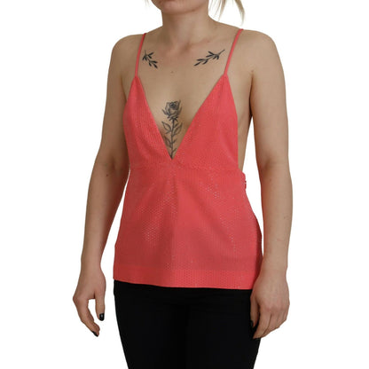 Dsquared² Pink Sleeveless Spaghetti Strap Cami V-neck Top