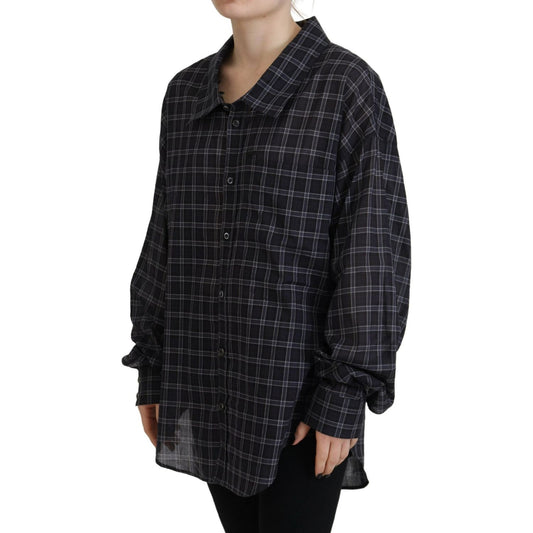 Dsquared² Black Checkered Collared Button Long Sleeves Shirt TSH83436-38