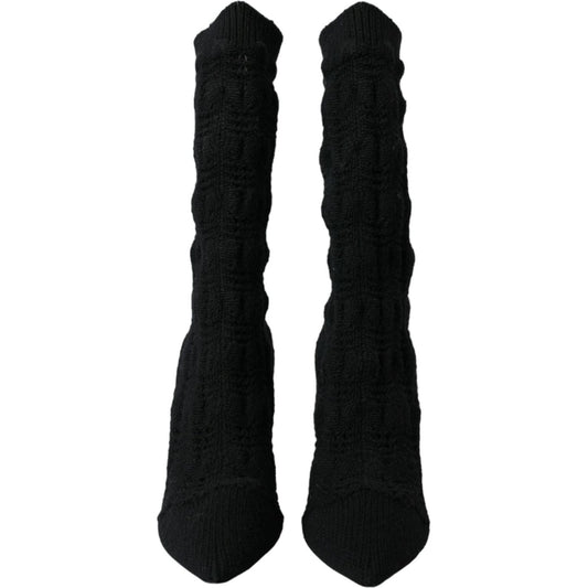 Dolce & Gabbana Black Stiletto Heels Mid Calf Boots Shoes LA10724-39