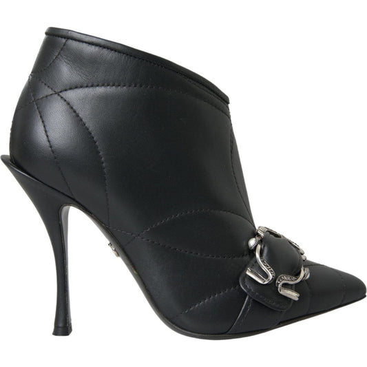 Dolce & Gabbana Black Devotion Quilted Buckled Boots Shoes LA10772-36
