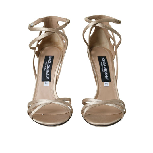 Dolce & Gabbana Beige Leather Strappy Heels Sandals Shoes