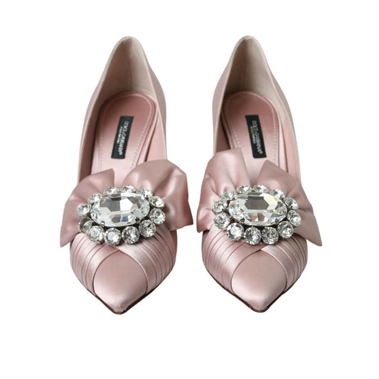 Dolce & Gabbana Pink Satin Crystal High Heels Pumps Shoes