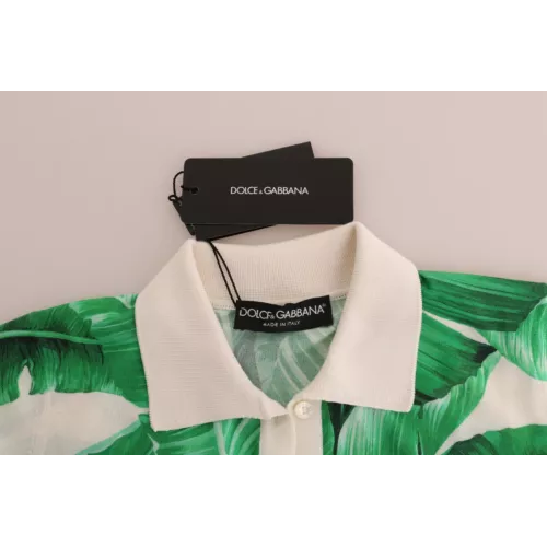 Dolce & Gabbana Green Banana Print Silk Polo T-shirt TSH1645-38