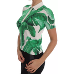 Dolce & Gabbana Green Banana Print Silk Polo T-shirt TSH1645-38