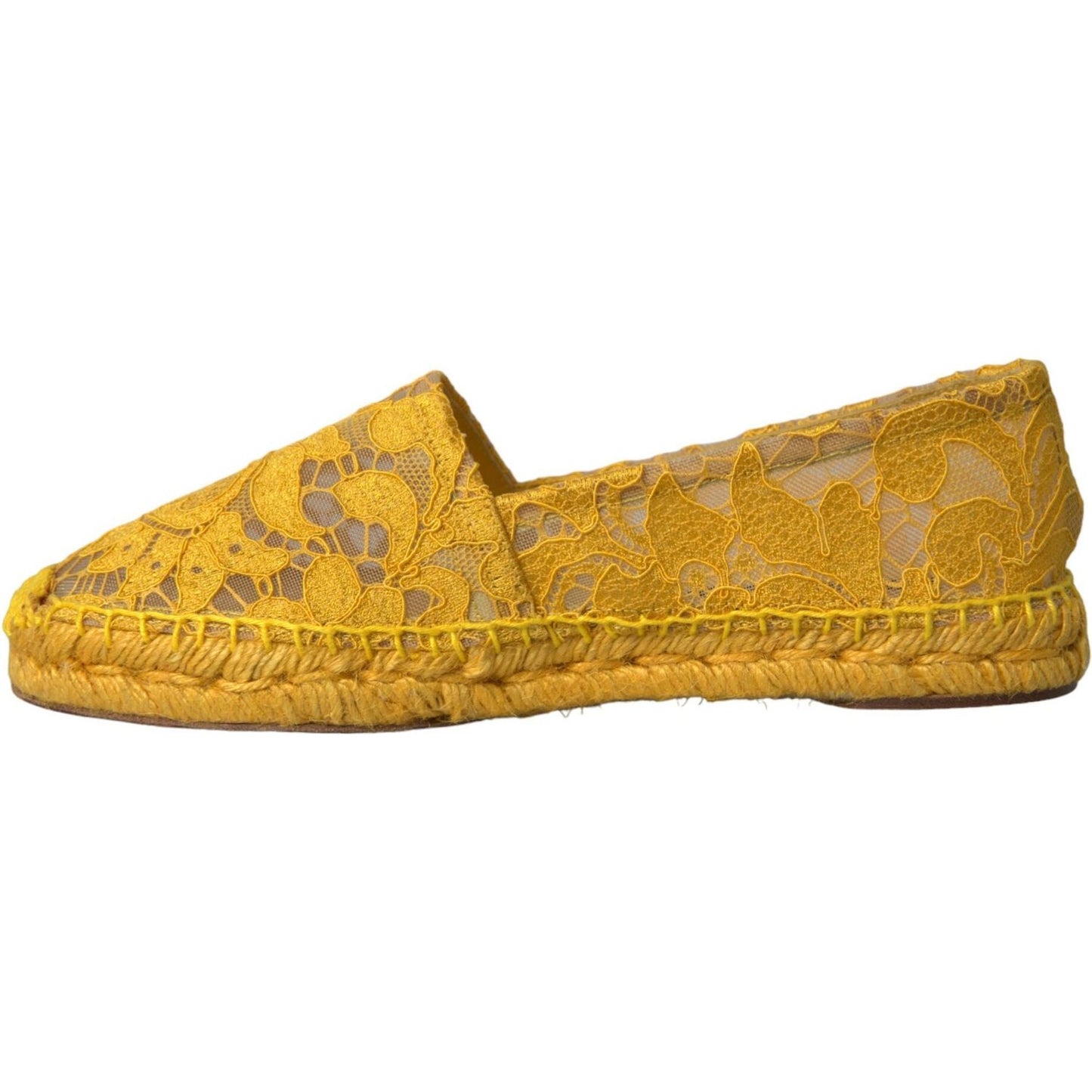 Dolce & Gabbana Yellow Taormina Lace Espadrille Loafers Flats Shoes LA10705-37