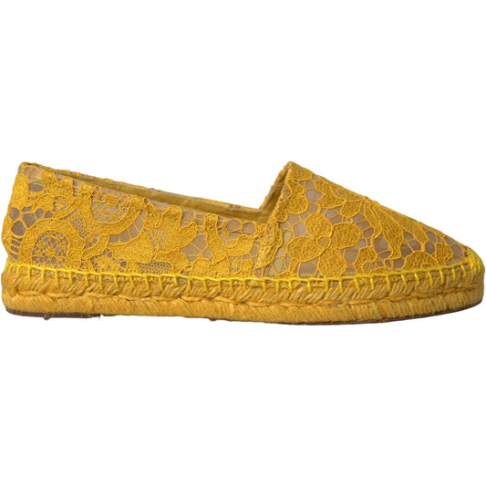 Dolce & Gabbana Yellow Taormina Lace Espadrille Loafers Flats Shoes LA10705-37