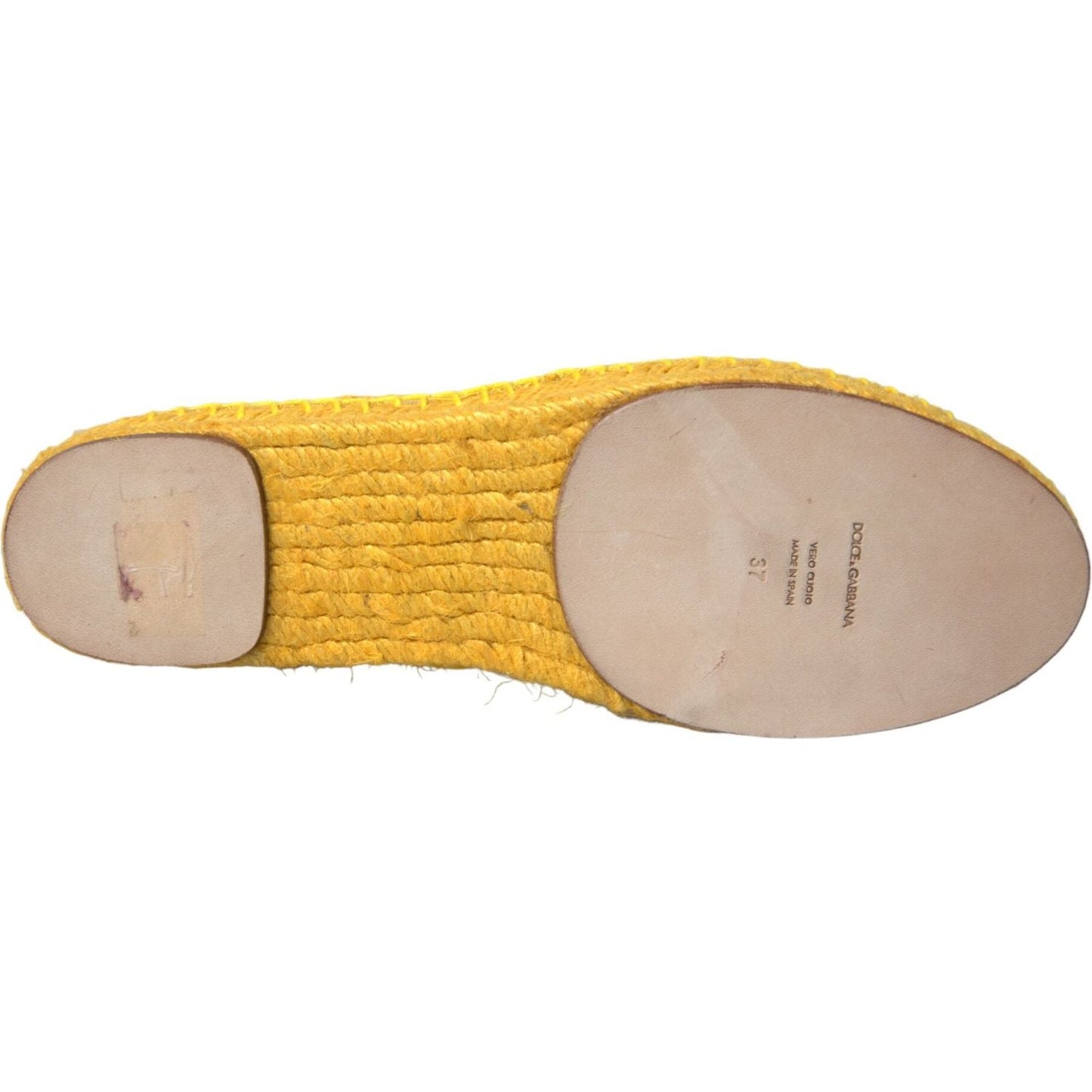 Dolce & Gabbana Yellow Taormina Lace Espadrille Loafers Flats Shoes LA10705-37