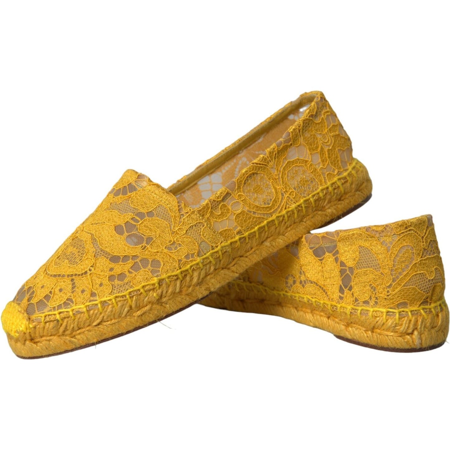 Dolce & Gabbana Yellow Taormina Lace Espadrille Loafers Flats Shoes LA10705-37