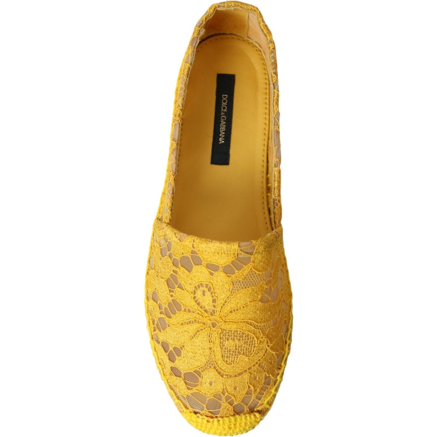 Dolce & Gabbana Yellow Taormina Lace Espadrille Loafers Flats Shoes LA10705-37