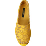 Dolce & Gabbana Yellow Taormina Lace Espadrille Loafers Flats Shoes LA10705-37