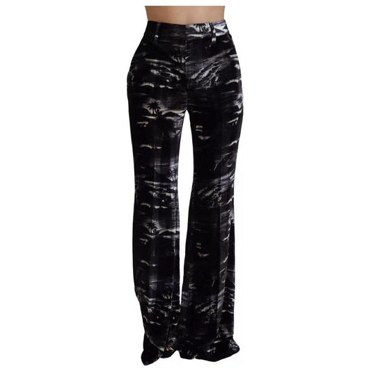 Dsquared² Black Printed High Waist Super Flare Pants PAN74525-38