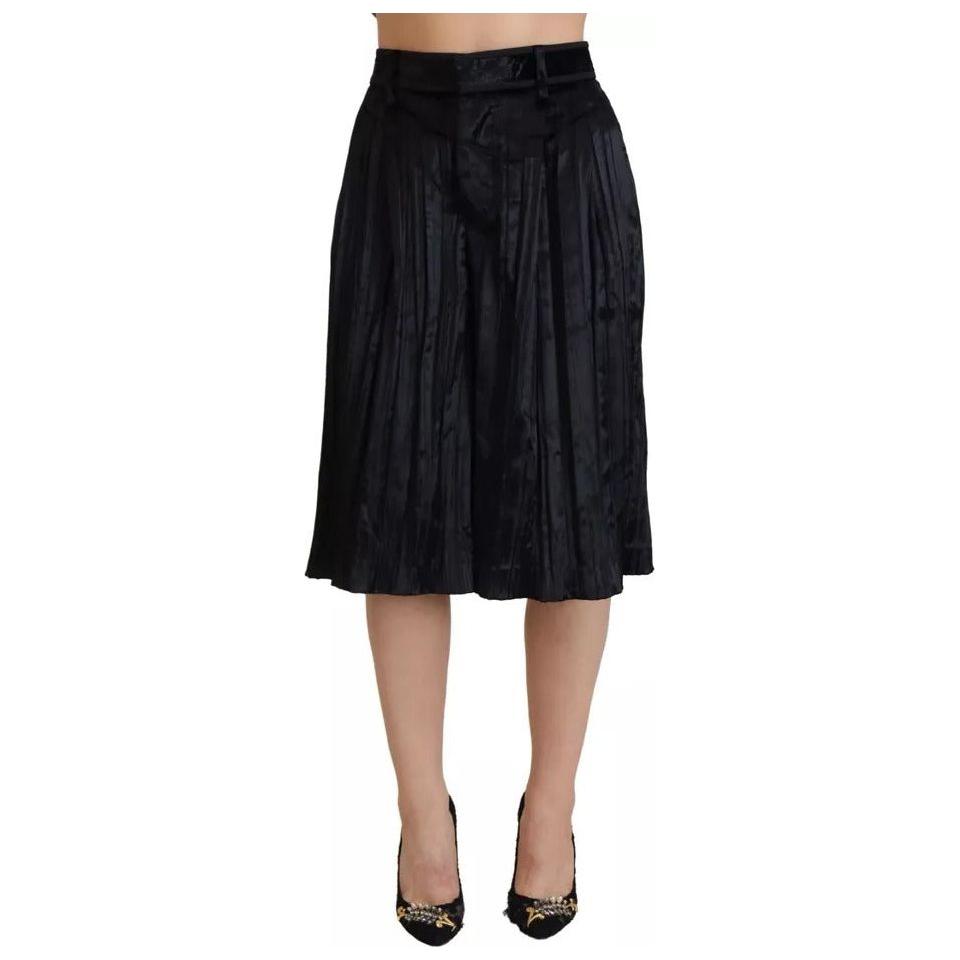 Dsquared² Black Pleated High Waist Wide Leg Cropped Pants PAN74528-38