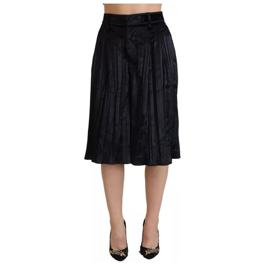 Dsquared² Black Pleated High Waist Wide Leg Cropped Pants PAN74528-38