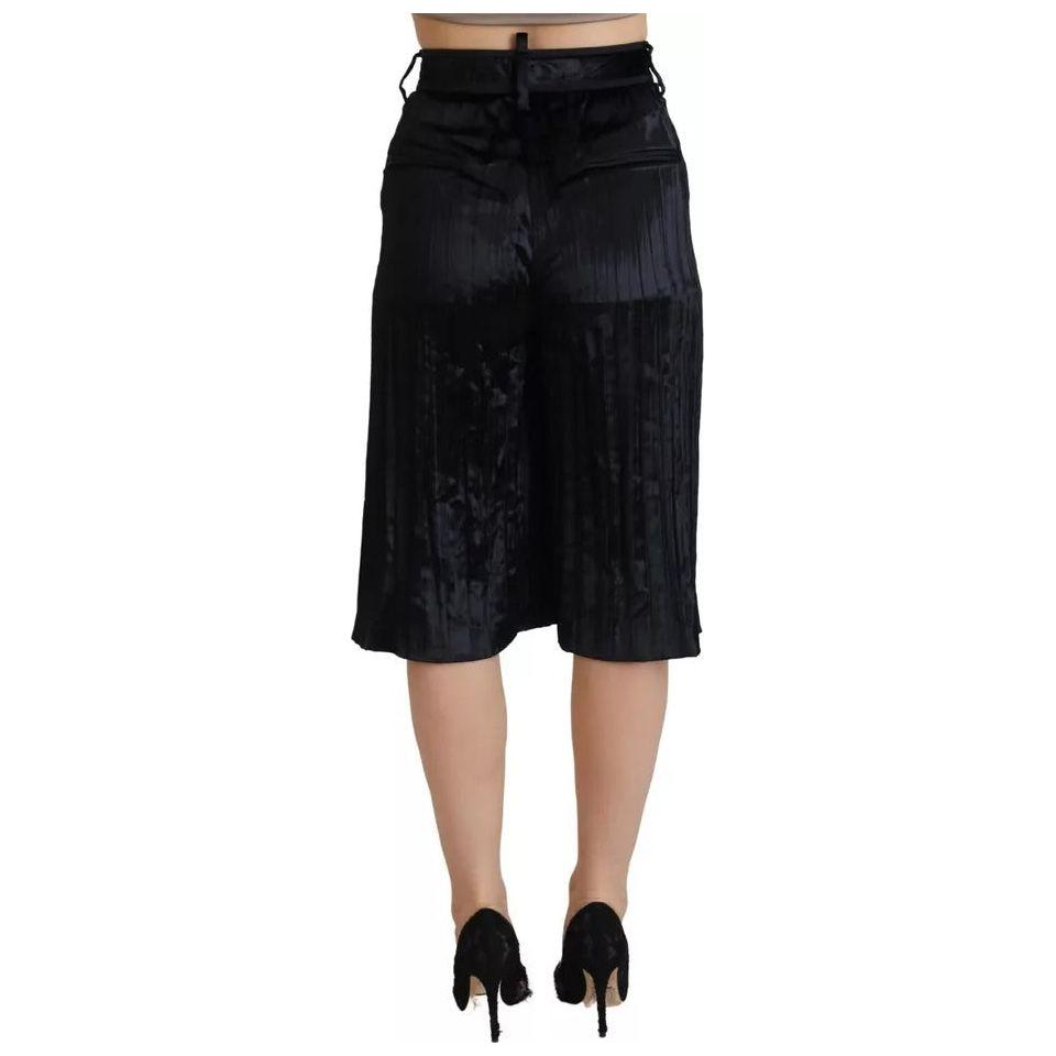 Dsquared² Black Pleated High Waist Wide Leg Cropped Pants PAN74528-38