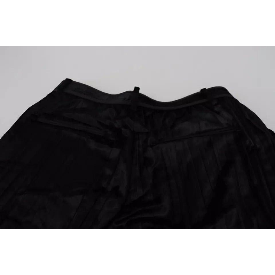 Dsquared² Black Pleated High Waist Wide Leg Cropped Pants PAN74528-38