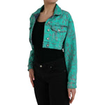 Dolce & Gabbana Green Cotton Tie Dye Cropped Cropped Denim Jacket JKT3824-40