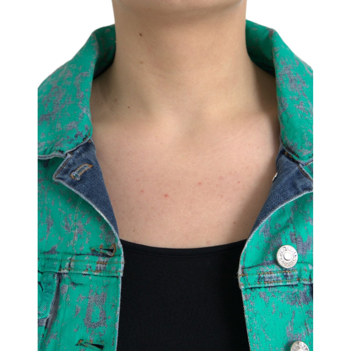 Dolce & Gabbana Green Cotton Tie Dye Cropped Cropped Denim Jacket JKT3824-40