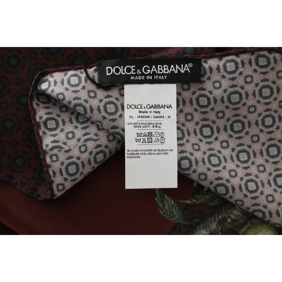 Dolce & Gabbana Bordeaux 100% Silk Floral Wrap Women Scarf MS1765