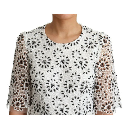 Dolce & Gabbana White Cutout Design Polyester A-line Midi Dress