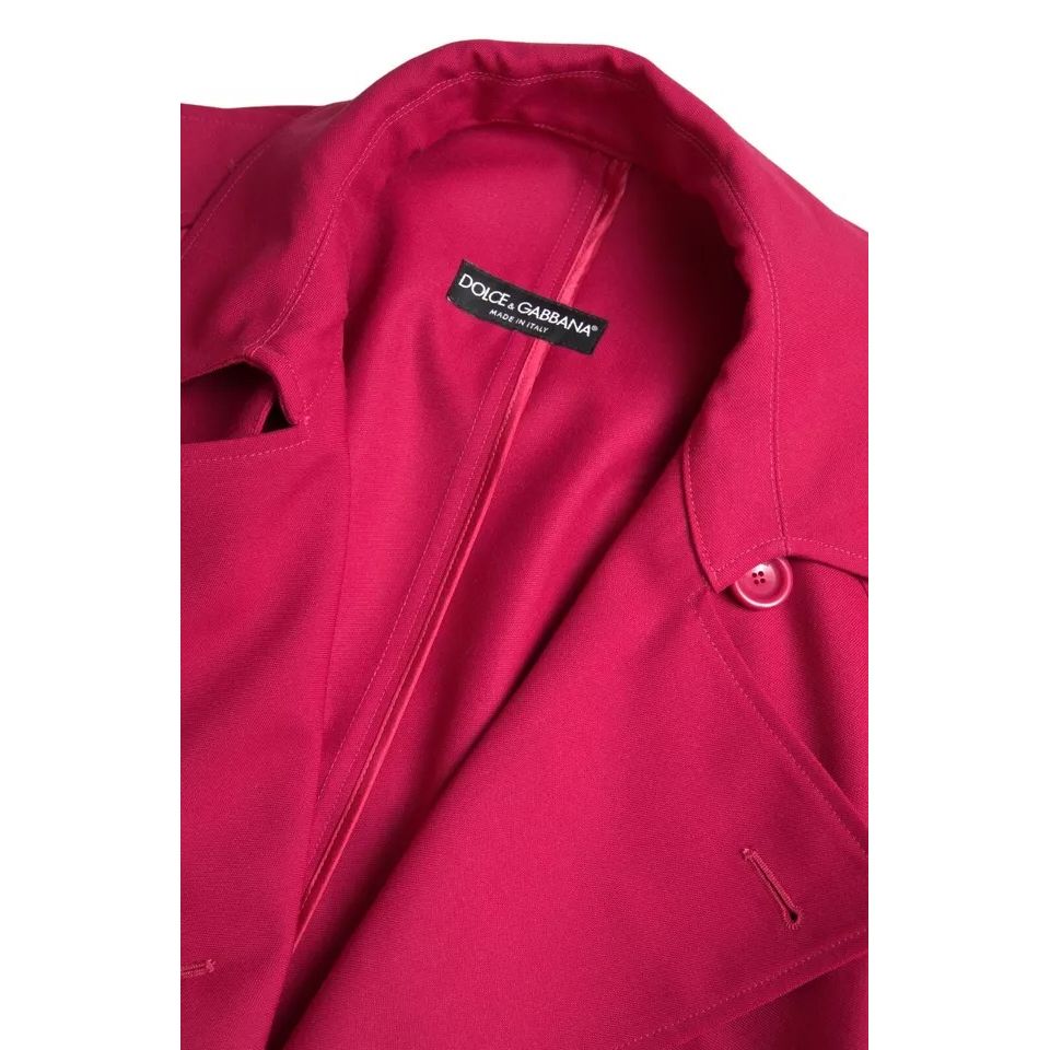 Dolce & Gabbana Dark Pink Double Breasted Trench Coat Jacket 1728,67345645728,Clothing,Dolce & Gabbana,IT42|M,Jackets & Coats - Clothing,Jackets & Coats - Women - Clothing,Material: 55% Polyester 45% Virgin Wool,Pink,Preowned / Defect,Trench Coats - Jacke