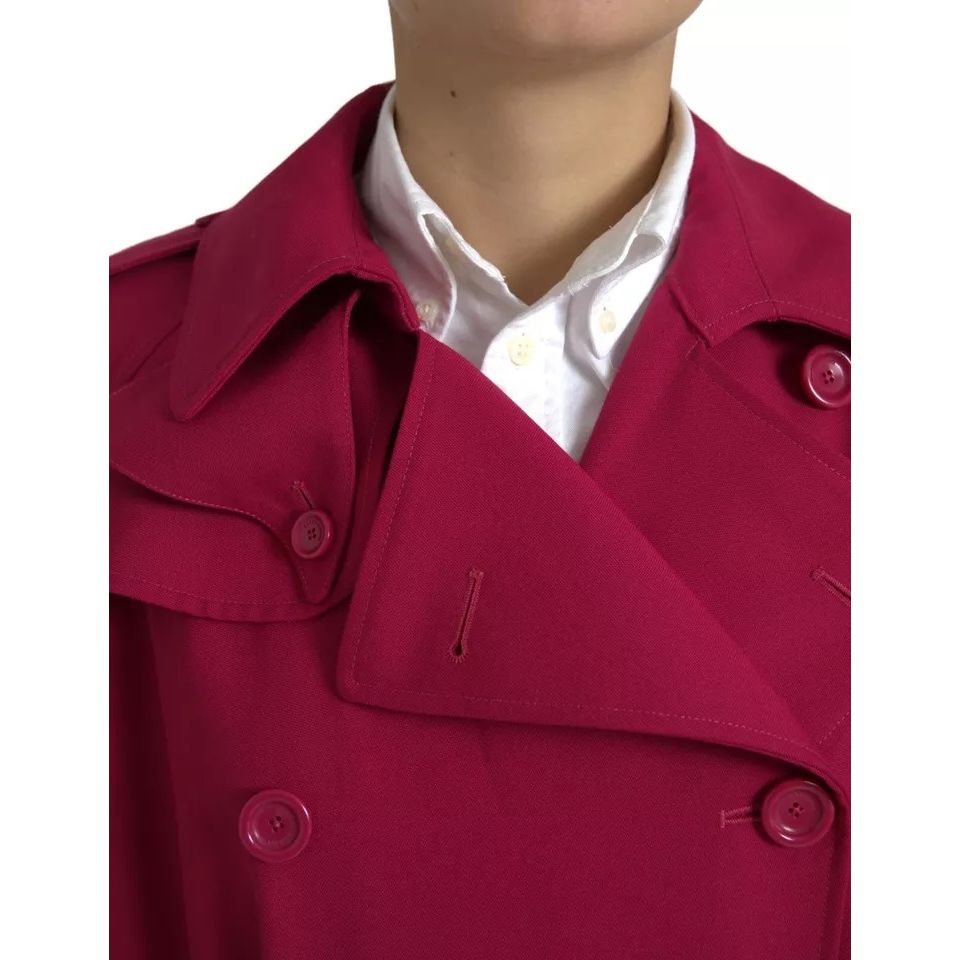Dolce & Gabbana Dark Pink Double Breasted Trench Coat Jacket 1728,67345645728,Clothing,Dolce & Gabbana,IT42|M,Jackets & Coats - Clothing,Jackets & Coats - Women - Clothing,Material: 55% Polyester 45% Virgin Wool,Pink,Preowned / Defect,Trench Coats - Jacke