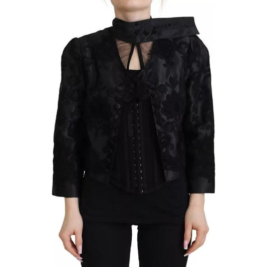 Dolce & Gabbana Black Lace Sheer Corset Organza Silk Jacket JKT 3000-42