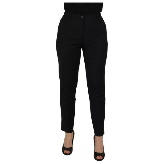 Dolce & Gabbana Black High Waist Tapered Trouser Pants PAN73123-40
