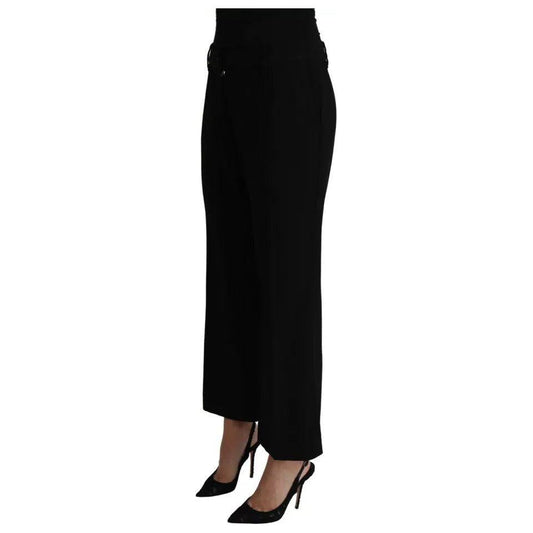 Dolce & Gabbana Black Wool Stretch Cropped Capri Trouser Pants PAN71665-44