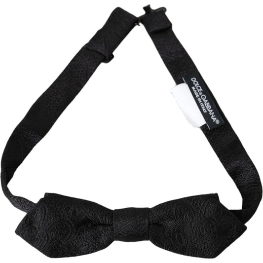 Dolce & Gabbana Black Brocade Silk Adjustable Neck Bow Tie FT3887