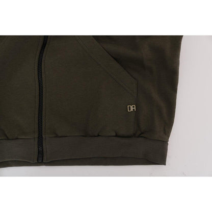 Daniele Alessandrini Green Full Zipper Hodded Cotton Sweater