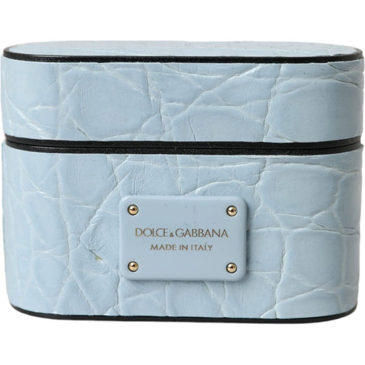 Dolce & Gabbana Light Blue Leather Metal Logo Plaque Airpods Case1728,67345645728,Accessories,Airpod Holders - Other Accessories - Accessories,Dolce & Gabbana,Light Blue,Material: 100% Caiman Leather,New with tags,Other - Women - Accessories,Other Accesso